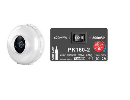 Fan Prima Klima 2 speed 420/800m3h 160mm
