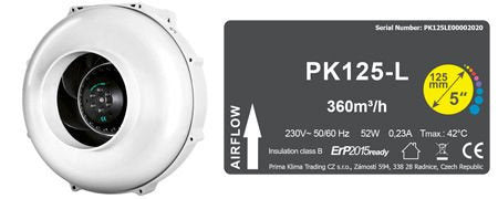 Fan Prima Klima 1 Speed 125mm 360m3/h