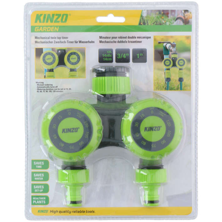 Kinzo Garden Irrigation Double Tap Timer - 5 to 120 minutes watering